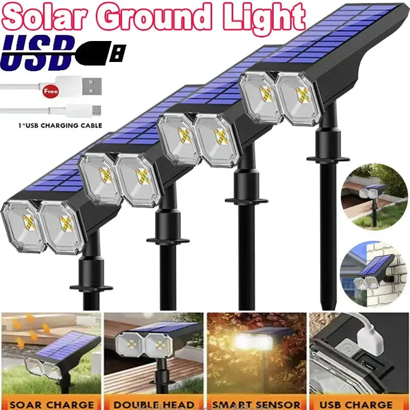 Afralia™ Solar Color Changing LED Outdoor Spot Light - Waterproof Multicolor Landscape Spotlight