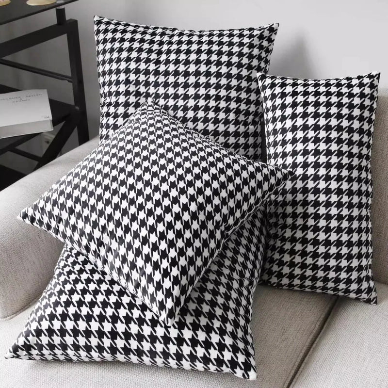 Afralia™ Chic Houndstooth Pillow Cover - Square Weave Cushion for Modern Home