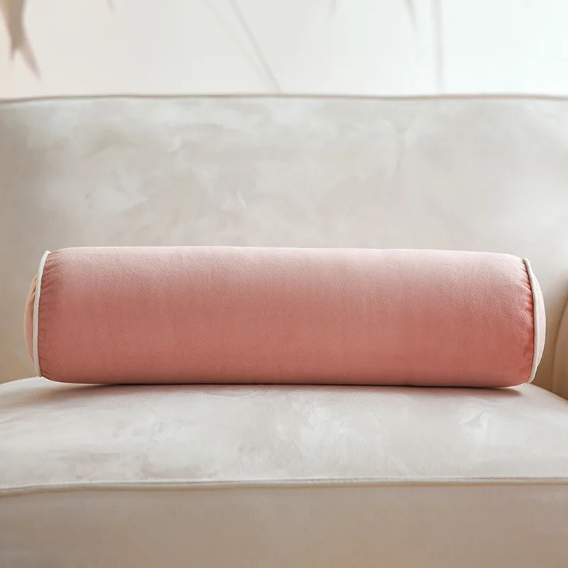 Afralia™ Velvet Candy Body Pillow Flannel Rolled Edge Solid Color Waist Cushion