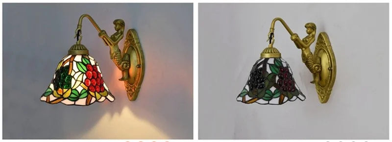 Afralia™ Nordic Tiffany Glass Wall Lamp for Bedroom and Corridor