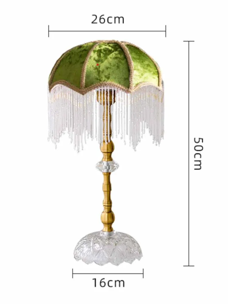 Afralia™ Gold Lustre Tassel Table Lamp LED E27 Vintage Classical for Bedroom Girls