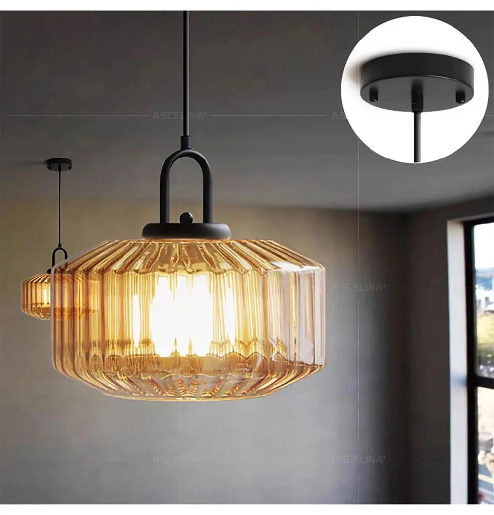 Afralia™ Glass LED Pendant Chandelier Colorful Kitchen Island Light Fixture