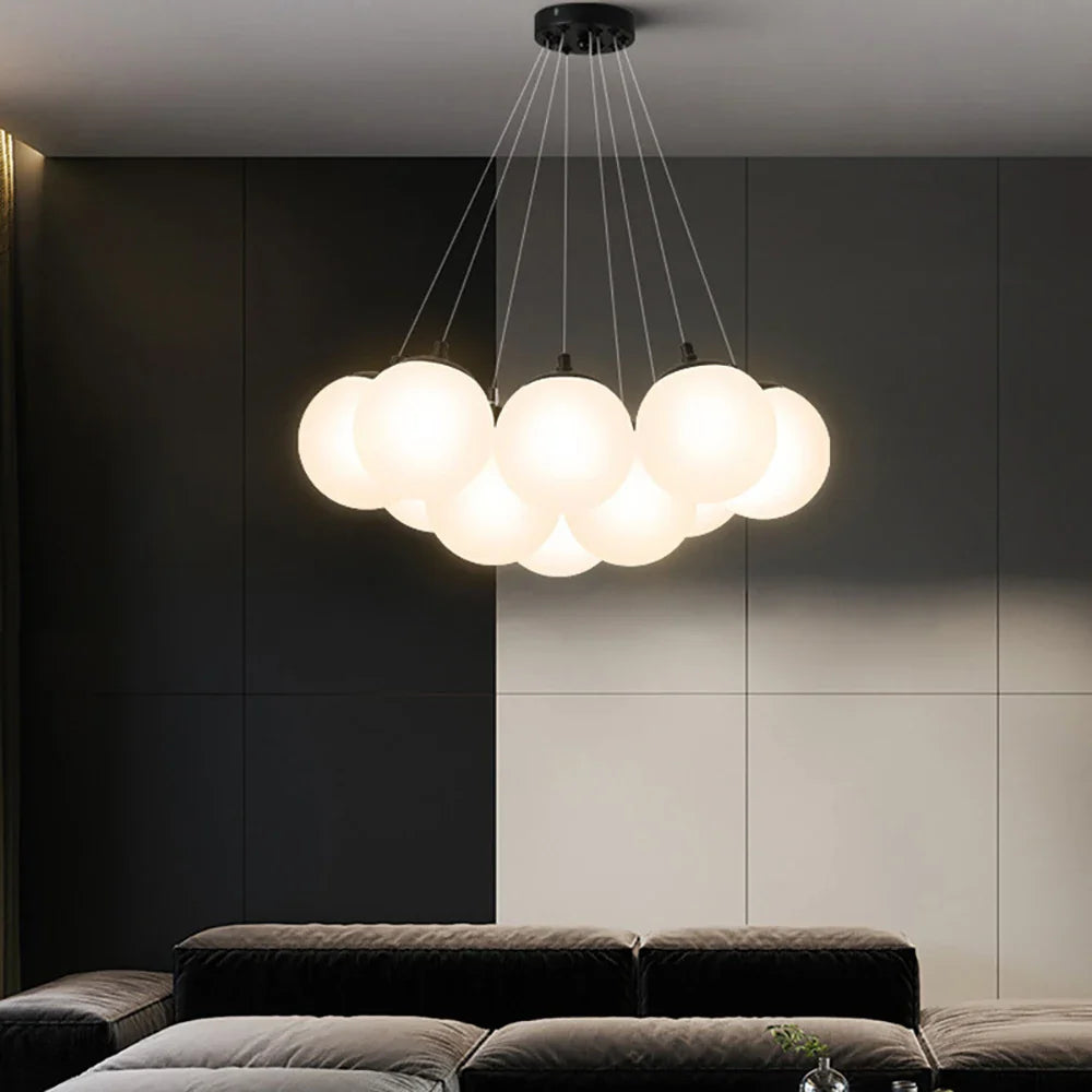 Afralia™ Bubble Glass Ball Pendant Lights Chandelier for Living Room Bedroom Kitchen Kids G9 LED