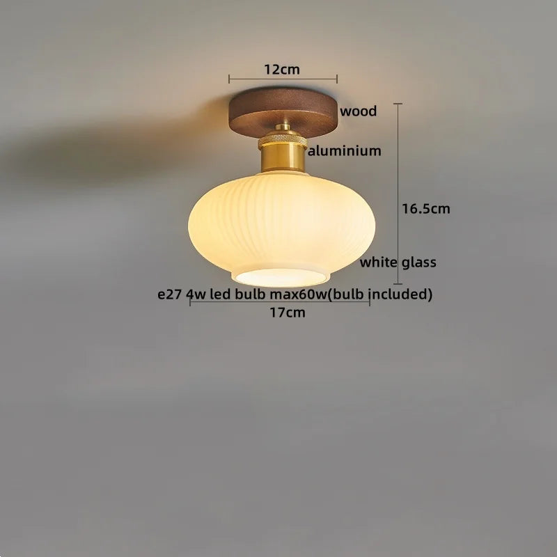 Afralia™ Wood Glass LED Ceiling Lights Modern Luminaria De Teto for Home Décor