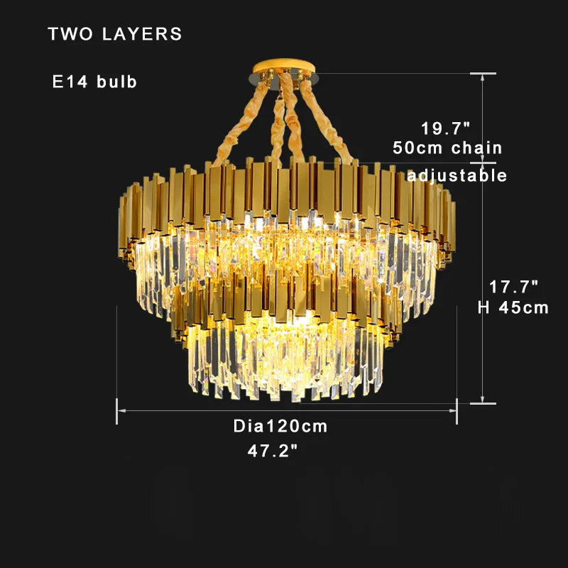 Afralia™ Gold K9 Crystal Ceiling Chandelier, Dimmable Luxury Living Room Bedroom Lighting