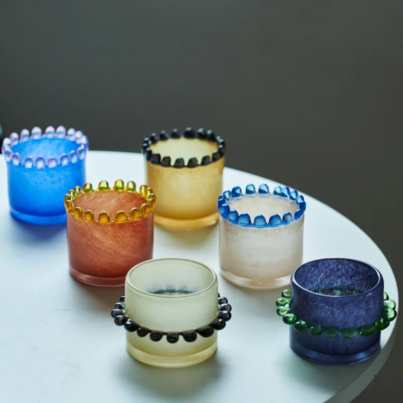 Afralia™ Glass Cylinder Vase with Colored Lace - Multi-purpose Desktop Storage & Decor Piece