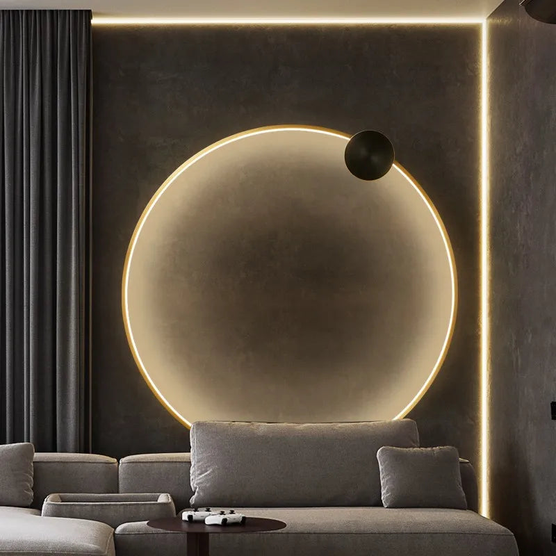 Afralia™ Round Brass Ring LED Wall Sconce for Home Art Deco and Elegant Lighting