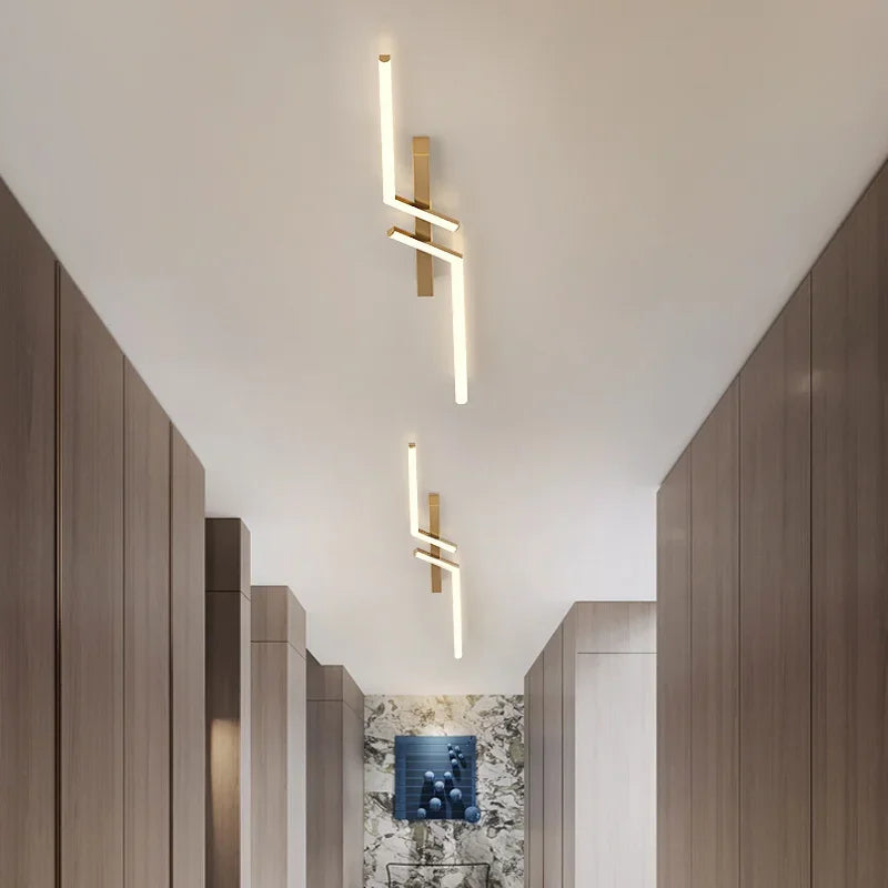 Afralia™ Modern Black LED Ceiling Chandelier for Corridor Bedroom Hallway Dining Room