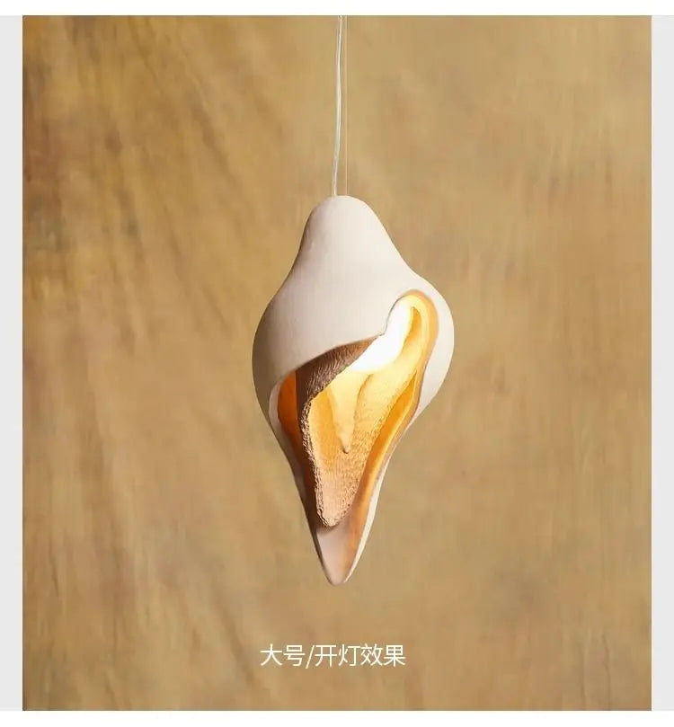 Afralia™ Gypsum Conch Pendant Lamp, Wabi Sabi Style for Living Room, Bedroom, and Staircase