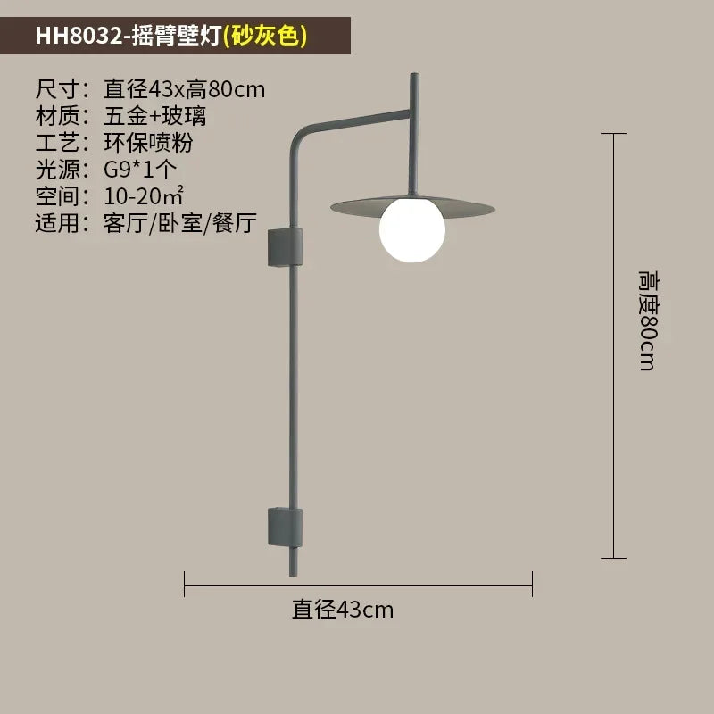 Afralia™ Nordic Industrial Swing Arm Wall Lamp in Iron Art LED G9 for Bedroom and Living Room
