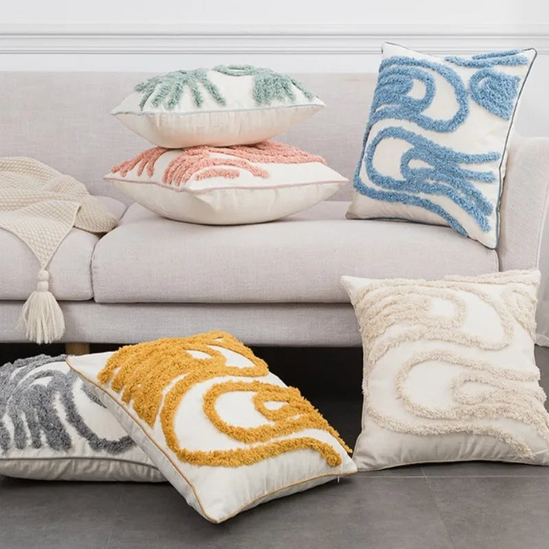 Afralia™ Striped Jacquard Linen Pillow Covers for Sofa Couch Bedroom Living Room