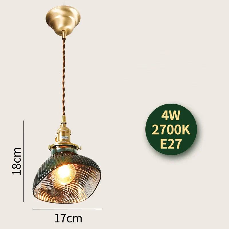 Afralia™ Glass Lamp LED Pendant Light Fixture with Copper Socket for Nordic Modern Home Decor