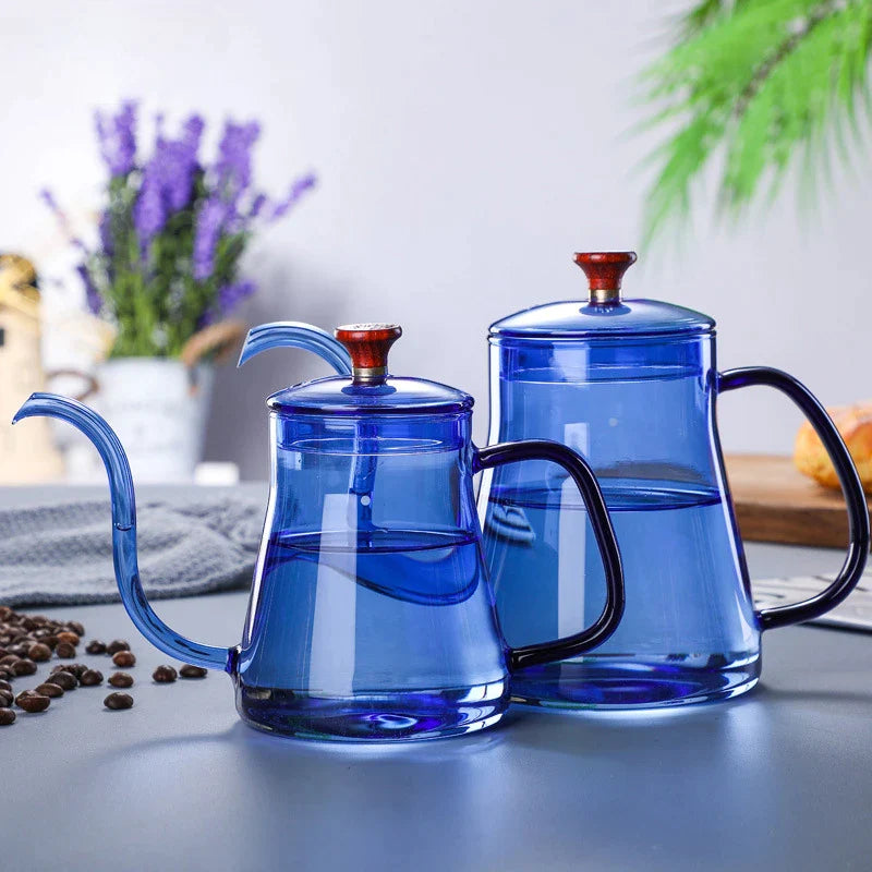 Afralia™ Pour Over Coffee Set Gooseneck Kettle Barista Tools Teaware Glass Teapot Pots