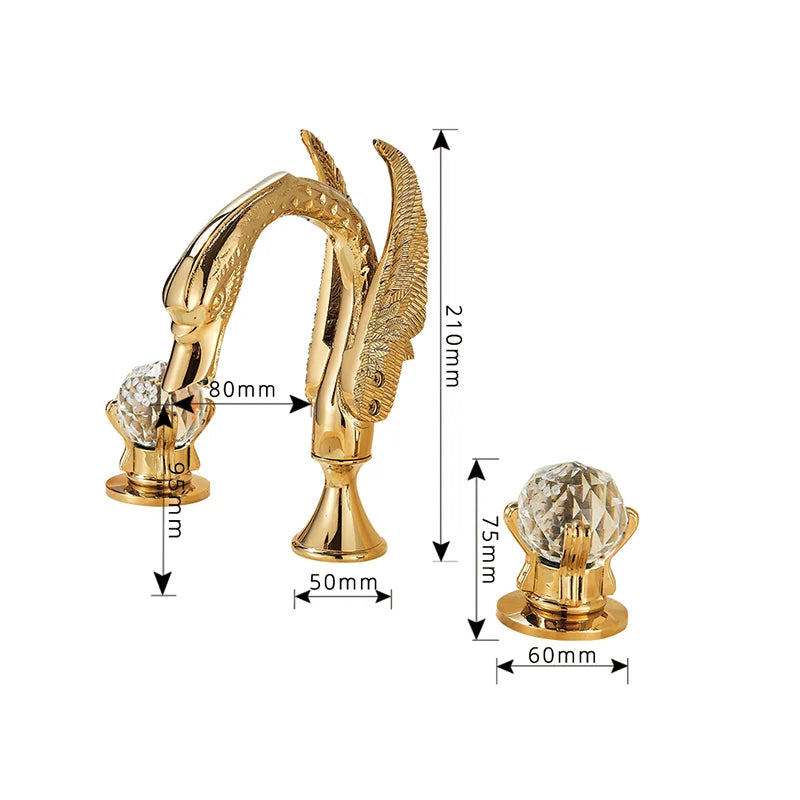 Afralia™ Swan Style Gold Basin Faucet with Dual Handles