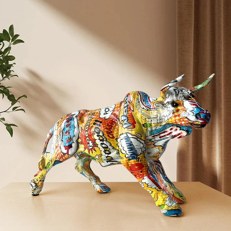 Afralia™ Resin Bull Figurine for Home Office Decor & Feng Shui Ornaments