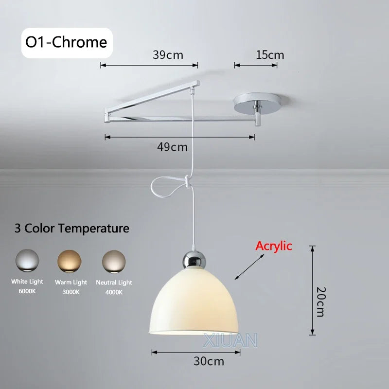 Afralia™ Modern Swing Arm Pendant Lamps PE Metal Sconces Dining Hanging Light