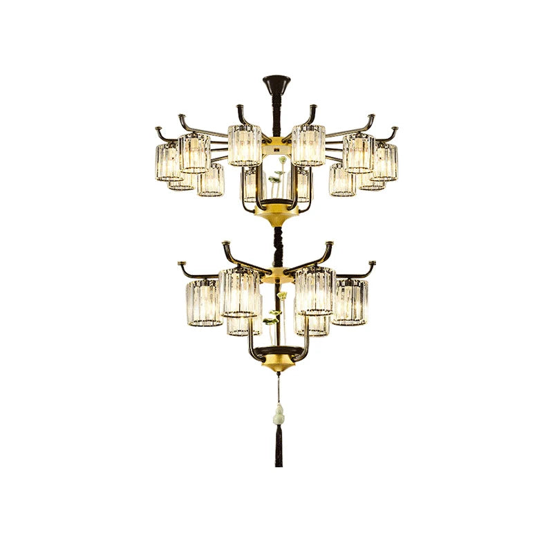 Afralia™ Luxury Copper Jade Chandelier for Middle Floor Living Room