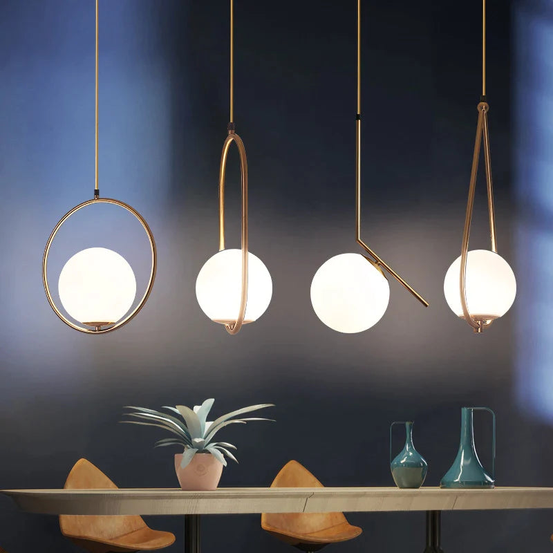 Afralia™ Milk White Ball Nordic Pendant Lights for Restaurant, Bar, Bedroom - Simple, Stylish Personality