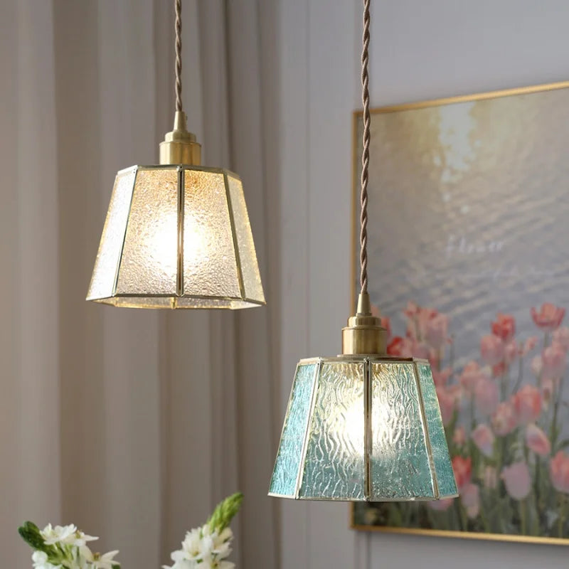Afralia™ Copper Glass LED Pendant Lamp, Modern Nordic Hanging Light