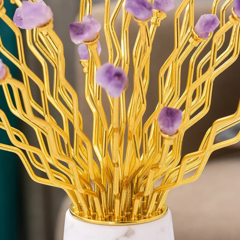 Afralia™ Modern Light Luxury Model Room Decor with Natural Purple Blooming Plants