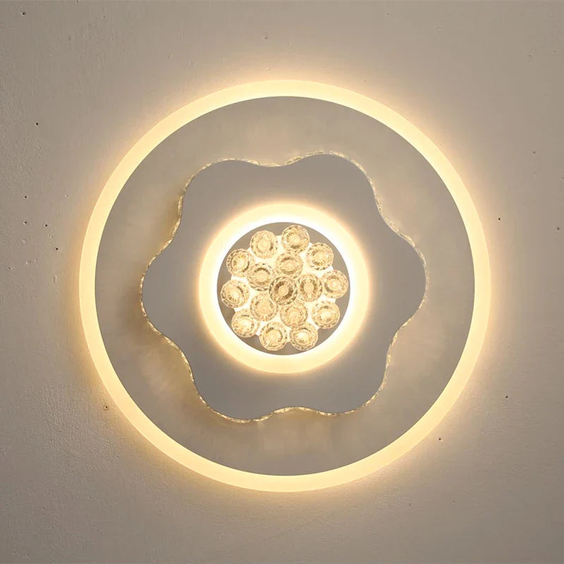 Afralia™ Modern Round LED Crystal Pendant Ceiling Lamp for Home Lighting