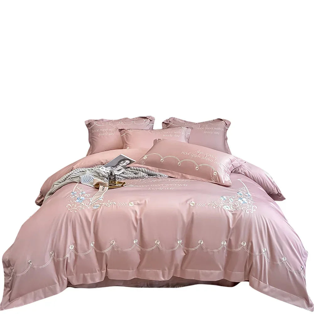 Afralia™ Egyptian Cotton Bedding Sets | Solid Sheet Pillowcase | King Queen Double Size