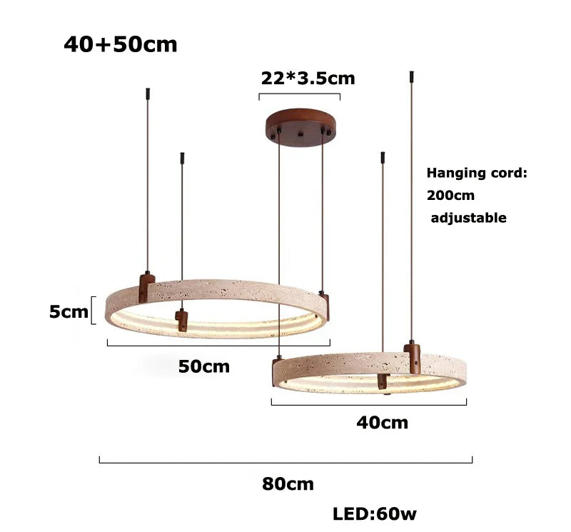 Afralia™ Natural Stone Circle Chandelier: Minimalist LED Dining Room Ceiling Light