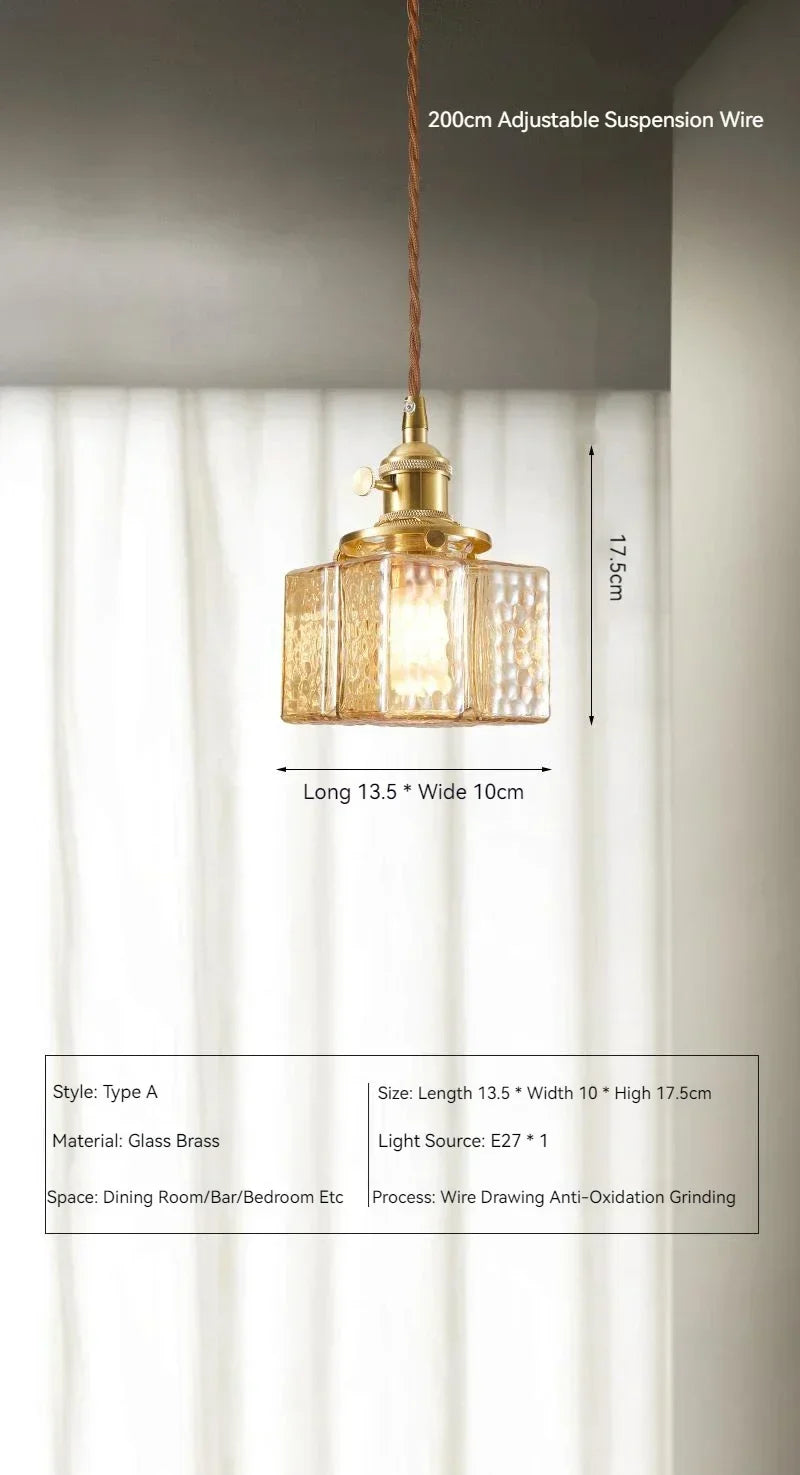 Afralia™ Vintage Brass Glass Pendant Lamp Rustic LED Ceiling Chandeliers