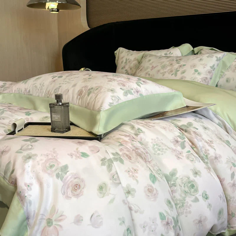 Afralia™ Eucalyptus Fiber Flowers Bedding Set: Duvet Cover, Bed Sheet, Pillowcase - 4Pcs