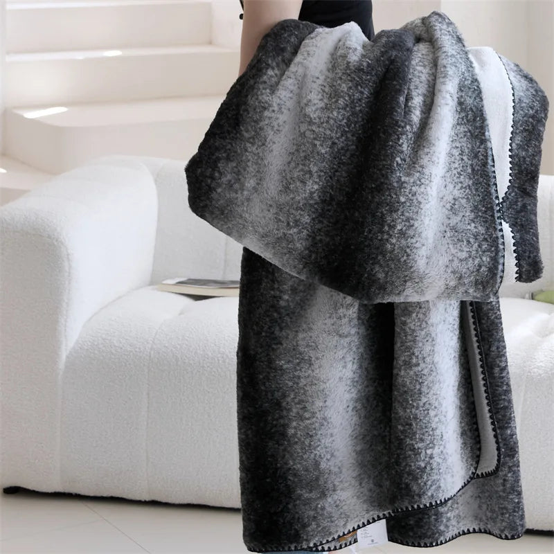 Afralia™ Plush Striped Nap Blanket - Luxury Soft Single Bed Sofa Comfort Blanket