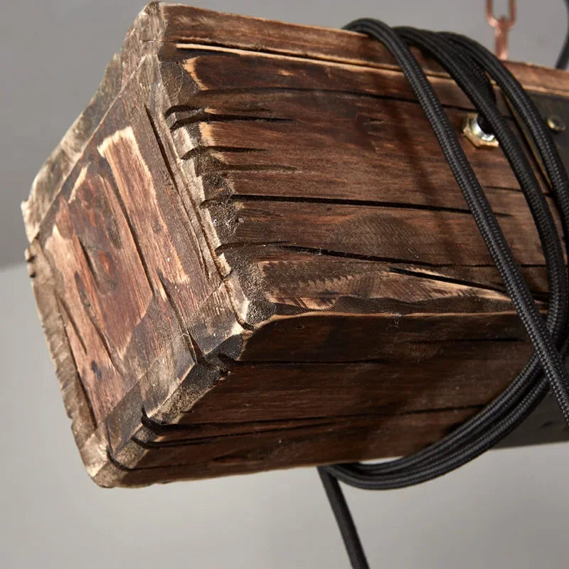 Afralia™ Retro Wood Ceiling Chandelier Industrial Pendant Light Vintage Bar Fixture