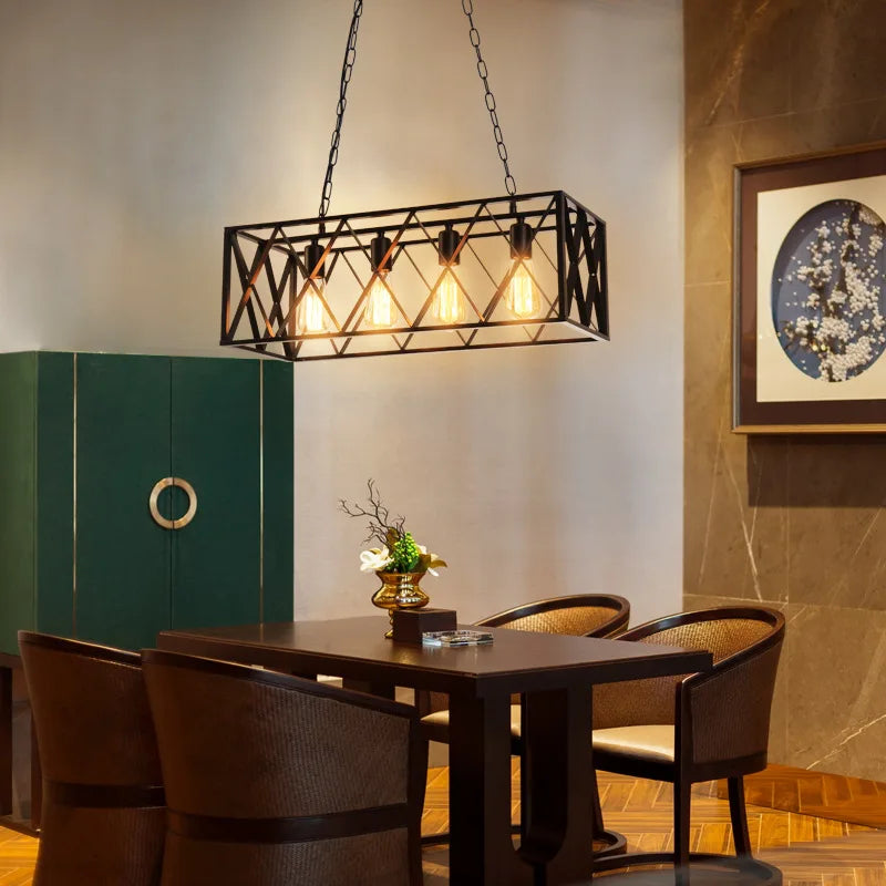 Afralia™ Industrial Chandelier Retro Loft Bar Restaurant Pendant Lamp Ceiling Lamp