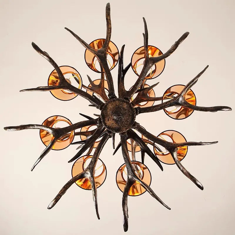 Afralia™ Antler Chandelier: Retro Resin Pendant Lamp for Living Room, Modern Rustic Lighting