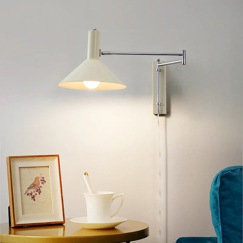 Afralia™ Industrial Metal Wall Lamp with Extendable Arms for Bedside Reading