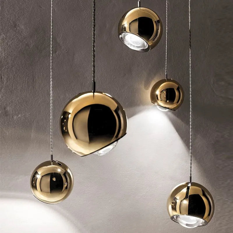 Afralia™ Gold Chrome Ball Pendant LED Light for Kitchen, Bedroom, Dining Room