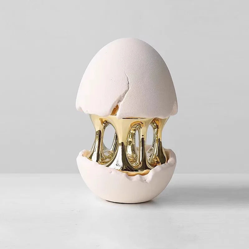 Afralia™ Abstract Eggshell Hollow Out Cracked Egg Decorative Figurine