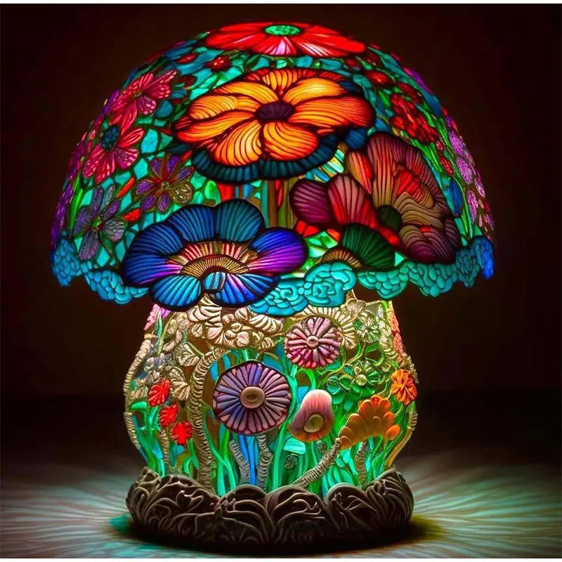 Afralia™ Resin Mushroom Desk Lamp Series: Vintage Stained Retro Night Light for Bedroom