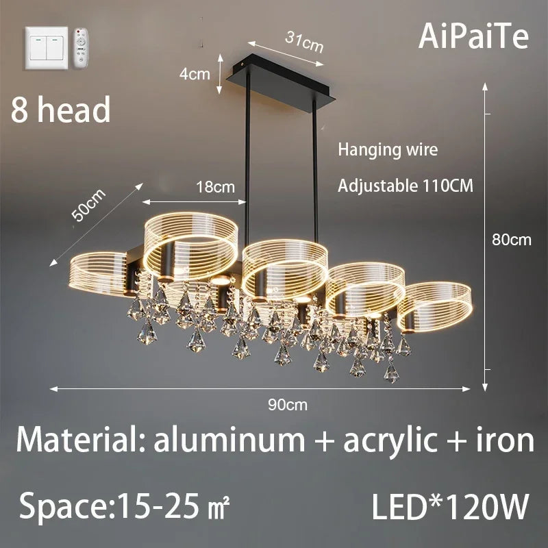 Afralia™ Acrylic Lustre Chandelier for Living Room, Bedroom, Kitchen - Hanging Ceiling Lamps