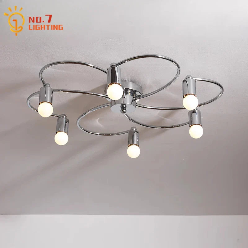 Afralia™ Chrome LED Ceiling Lamp for Living Room Bedroom Study Balcony