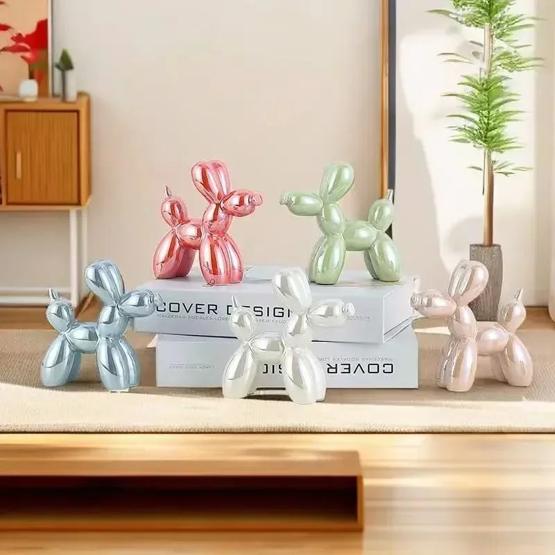 Afralia™ Balloon Dog Ceramic Sculpture Ornament for Home Office Decor & Gifts