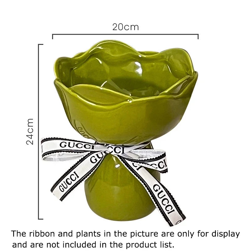 Afralia™ Rose Ceramic Vase Desk Decoration for Aesthetic Room Decor