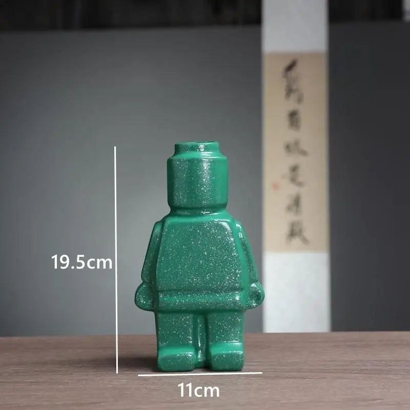 Afralia™ Robot Vase Sculpture: Creative Resin Ornament for Home Office Decor