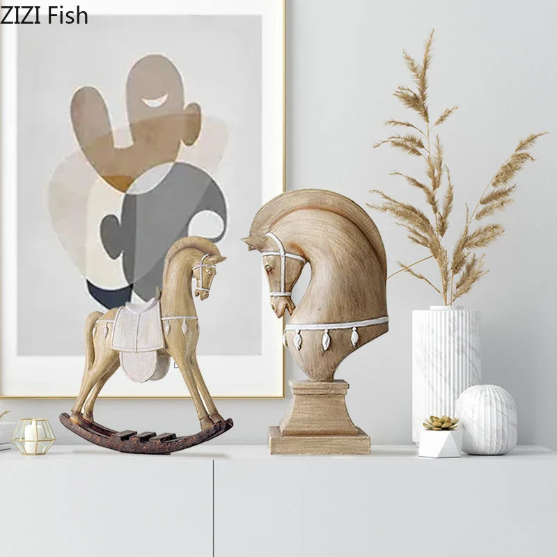 Afralia™ Resin Horse Statue Creative Artwork Desk Decoration Modern Home Decor