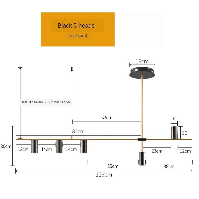 Scandinavian Style Kitchen Chandelier Black and Gold Afralia™ Designer Lamp