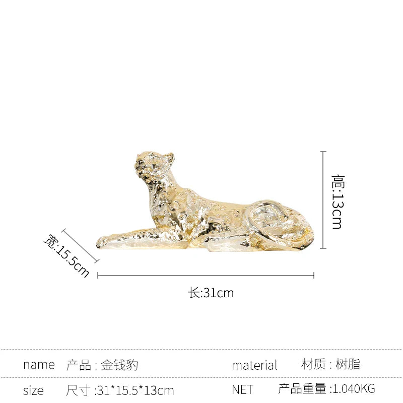 Afralia™ Leopard Resin Sculpture - Home Decor Handicrafts & Animal Figurine