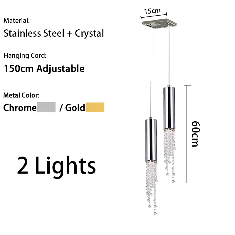 Afralia™ Crystal Pendant Light - Nordic Gold Chrome Metal, High-end Villa Decor