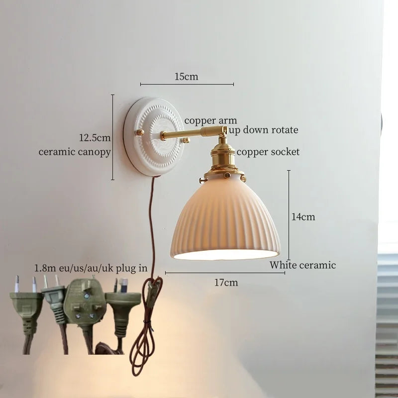 Afralia™ Striped Ceramic LED Wall Sconce: Modern Nordic Interior Light