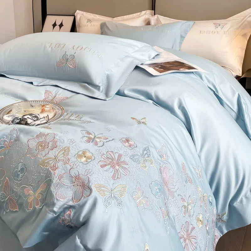 Afralia™ Chic Embroidered Cotton Bedding Set for Luxurious Home Décor