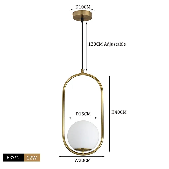 Afralia™ Glass Ball Pendant Lights LED Kitchen Living Room Suspension Luminaire