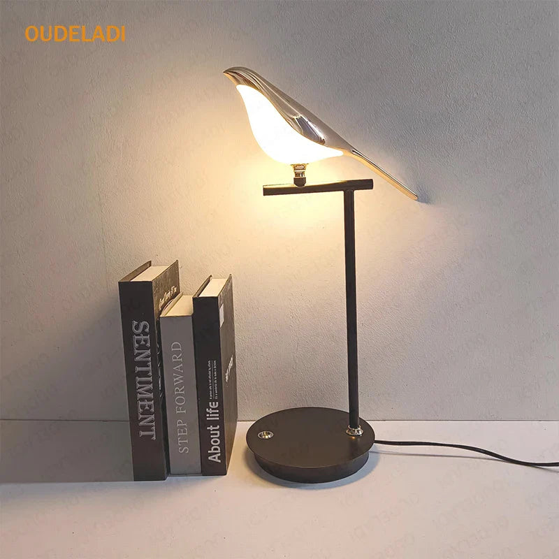 Afralia™ Magpie Bird LED Table Lamp for Home Decor & Reading, Modern Indoor Lighting